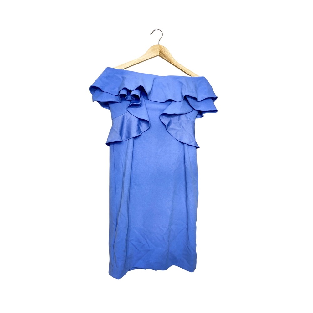 Alexia Admor Womens Blue Off The Shoulder Ruffle‎ Peplum Sheath Dress Size 6